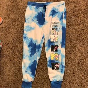 Tie-dye blue and White sweatpants